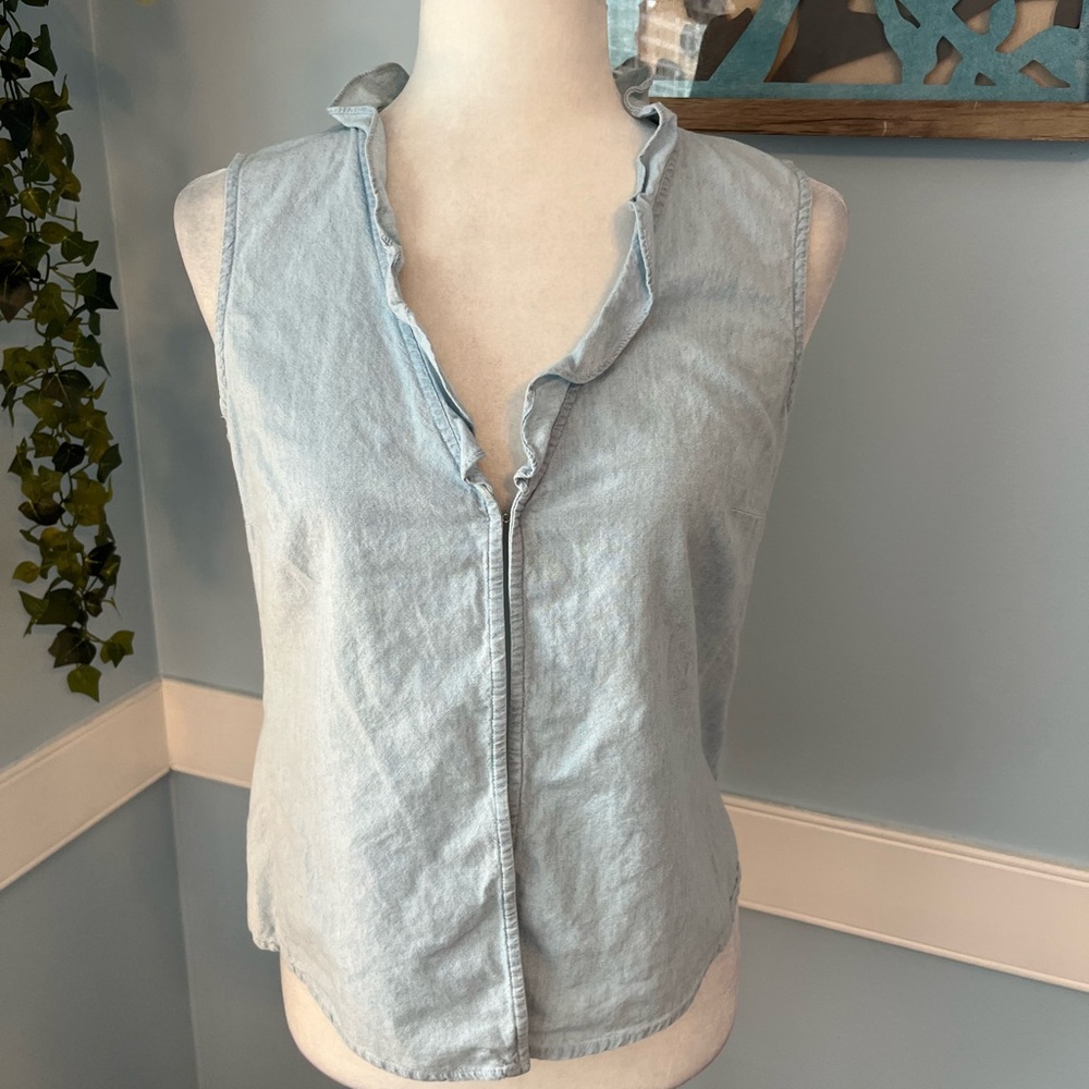 Ralph Lauren Light Blue Ruffle Blouse